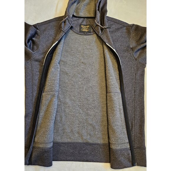 Burton Medium Full Zip Hoodie Gray w White Logo Snowboarding Outdoor - Picture 5 of 13